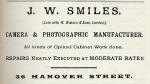 J W Smiles  -  Advertisement in Transactions of the Edinburgh Photographic Society, 1890
