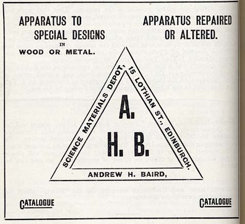 Advertisement for A H Baird's business  -  Transactions of Edinburgh Phootgraphic Society, 1891 and 1892