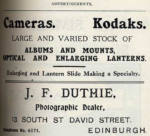 J F Duthie Advert  -  February 1912