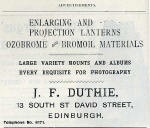 J F Duthie Advert  -  March 2012