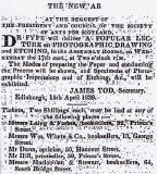 Advert in The Scotsman for a Public Lecture on Photography to be given by Dr Fyfe at the Assembly Rooms, Edinburgh on 17 April 1839