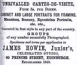 Advert from Edinburgh & Leith Post Office Directories  -  1876-77  -  James Howie Junior