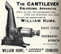 William Hume  -  Advert for Cantilever Enlarging Apparatus  - Transactions of Edinburgh Photographic Society, 1896