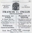Francis Caird Inglis  -  Advertisement in 1923 Edinburgh Official Guide