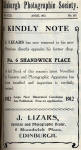 Lizars Advert  -  April 1912