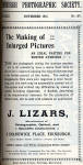 Lizars Advert  -  November 1912