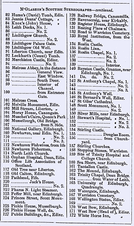 McGlashon's Stereoscopic Views  -  82 to 172