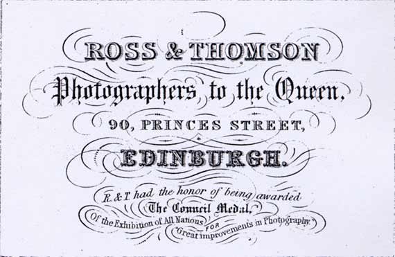 Advert in the Edinburgh & Leith Post Office Directory  -  1853  -  Ross & Thomson