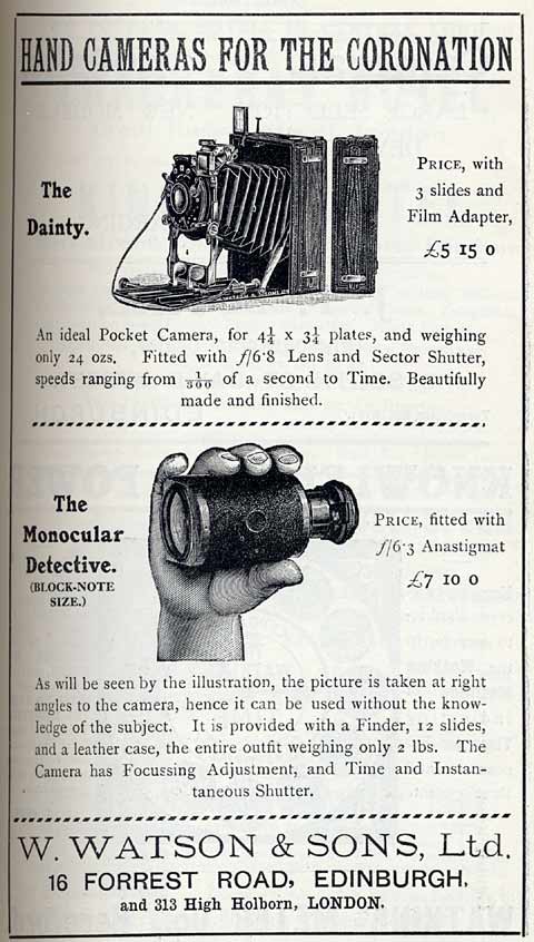 W Watson & Sons Advert - June 1911
