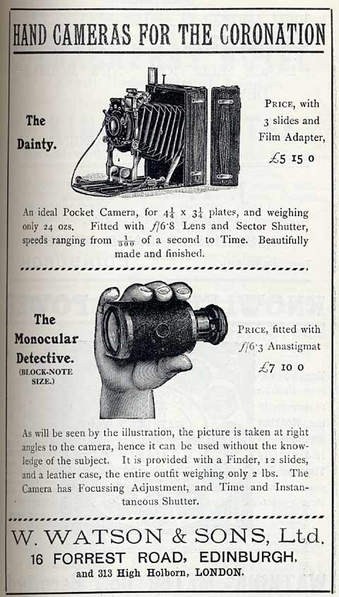 W Watson & Sons Advert  -  June 1911