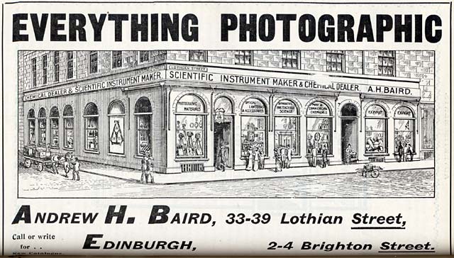 Photographic Dealers  - A H Baird  -  Adverts in his journal, Photographic Chat  - 1903  -  A H Baird  -  Everything Photographic