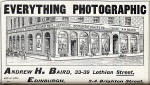 Photographic Dealers  - A H Baird  -  Adverts in his journal, Photographic Chat  - 1903  -  A H Baird  -  Everything Photographic