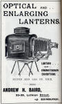 Advert in A H Baird's journal, 'Photogaraphic Chat'  -  1903  -  Optical and Enlarging Lanterns