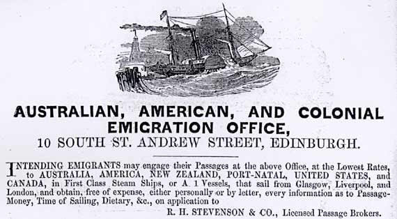 Asverts in the Edinburgh & Leith Post Office Directory  -  1853  -  Shipping providing for emigration