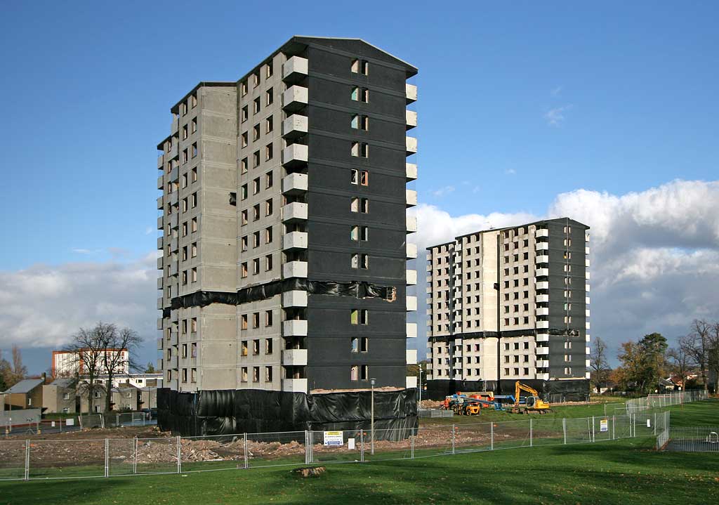 Gracemount High Rise  Flats, SE Edinburgh  -  October 24, 2009 - One day before Demolition