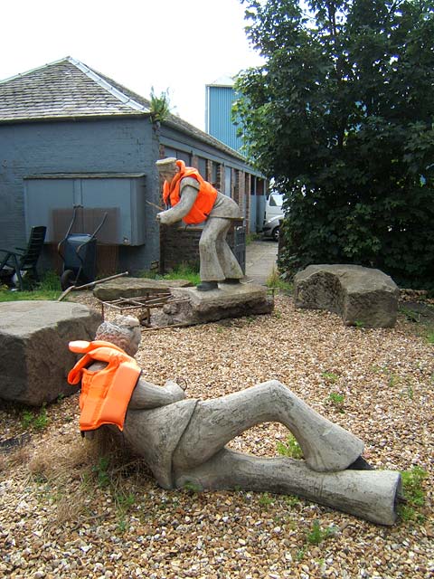 'Cavorting Sailors' statues in the garden beside Granton Lighthouse, West Harbour Road