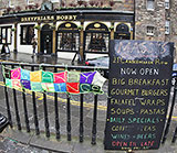 Scarf with "Hogmanay Greetings" foound on the railings beside Greyfriars' Bobby on New Year's Day, 2015