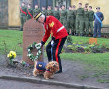 Laying a Wreath at Greyfriars Bobby's Tombstone