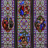 Stained Glass Windows on the east wall of the church,  zoom-in