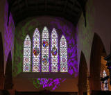 Greyfriars Church  -  Stained Glass Windows at the east end of the church,  zoom-in