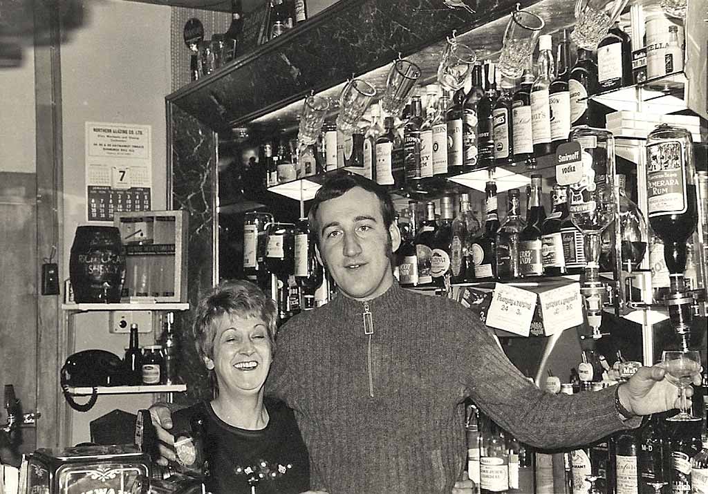 Eric Gold and his Aunt Marion at Haymarket Hotel, Edinburgh, 1973