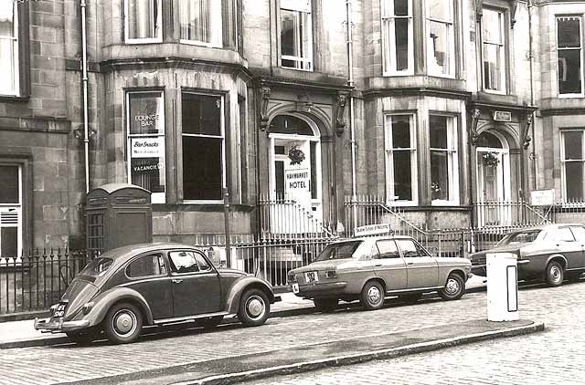 Eric Gold and his Aunt Marion at Haymarket Hotel, Edinburgh, 1973