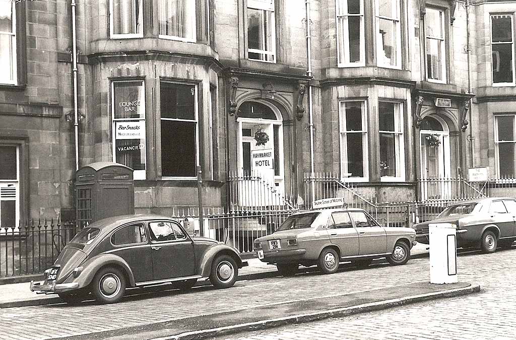 Eric Gold and his Aunt Marion at Haymarket Hotel, Edinburgh, 1973