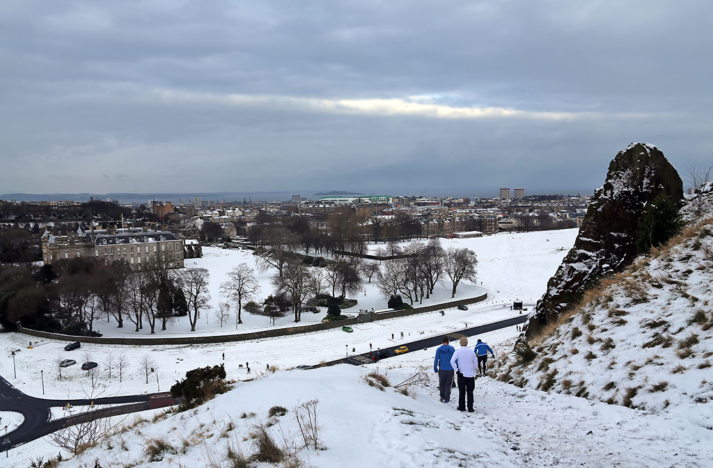 Looking down on Holyrood Palace from the Radical Road in Holyrood Park -  January 2013