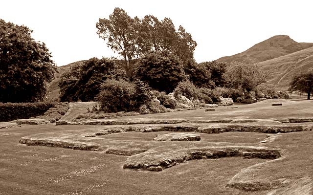 Outlook from Holyrood Palace Gardens, looking out towards Arthur's Seat