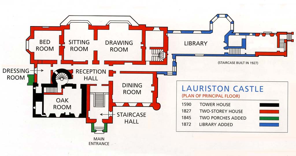 Lauriston Castle - Plan of the Principal Rooms