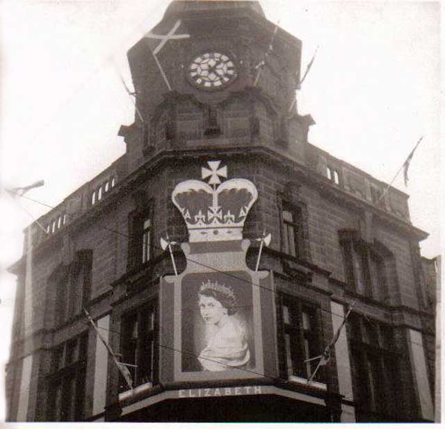 Leith Provident Co-operative Society  -  decorated for the Coronation of Queen Elizabeth II, 1953