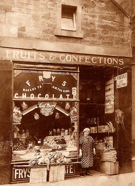 Photo of shop No 105.  Is this in a street in Leith?  Which street and when?