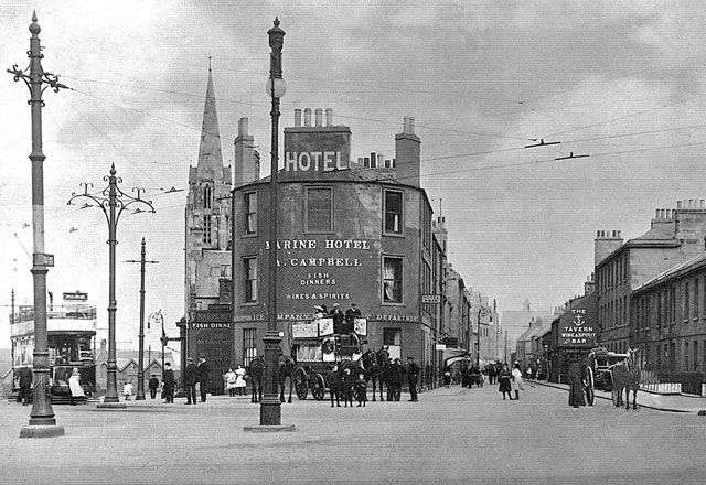 Looking to the east from Starbank Road towards Marine Hotel, Newhaven  -  Early 1900s