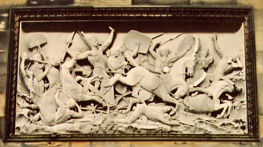 Sculptures in marble on the north side of the Christie Miller Mausoleum in Craigentinny Crescentin Craigentinny Crescent