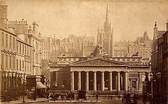 Looking to the south down Hanover Street towards the Royal Scottish Academy - by GW Wilson