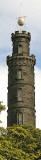 The Nelson Monument on Calton Hill.  The time ball photographed at 11.59pm on October 2, 2006  -  waiting to be lowered at 1pm