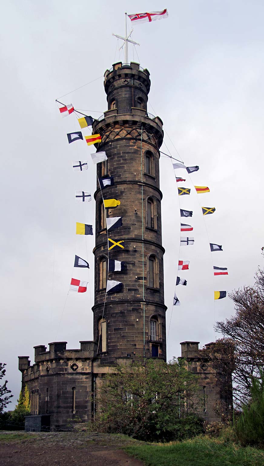 Nelson Monuments decorated with flags for Trafalgar Day, 2011