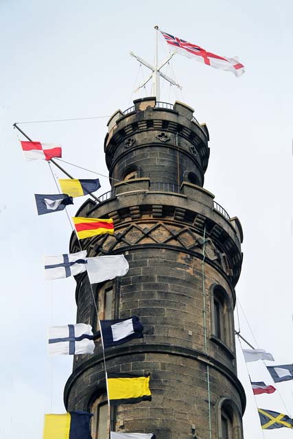 Nelson Monuments decorated with flags for Trafalgar Day, 2011