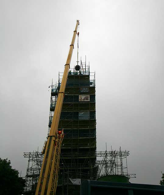 The time ball is raised to the top of of the Nelson Monument