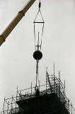 The time ball is raised to the top of of the Nelson Monument