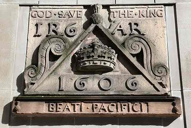 Plaque on the wall at Netherbow Port