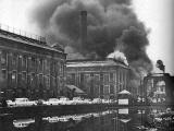 Fire at North British Rubber Company's Castle Mills, beside the Union Canal, Fountainbridge, Edinburgh  -  January 1962
