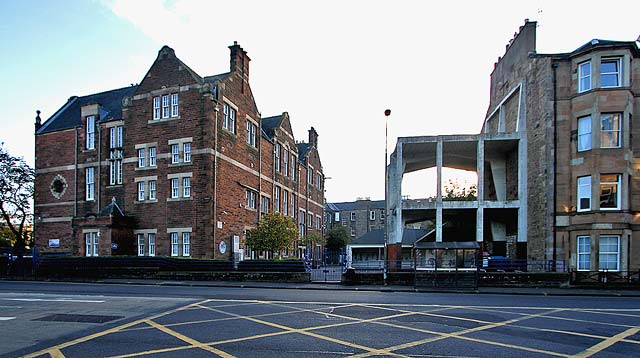 Preston Street School and concrete structure in Playground