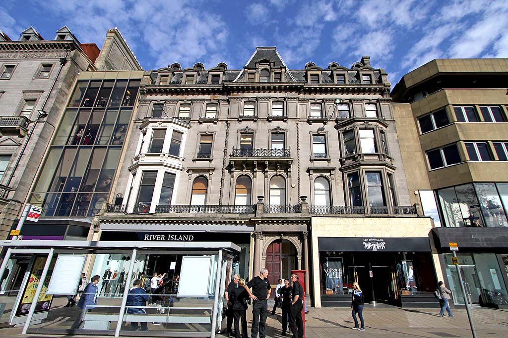 Princes Street Shops,   Nos 109-112 -  Photo taken on the day of the Pope's visit to Edinburgh  -  September 16, 2010