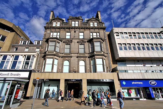 Princes Street Shops,   Nos 101-106 -  Photo taken on the day of the Pope's visit to Edinburgh  -  September 16, 2010