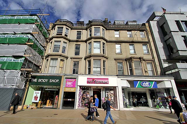 Princes Street Shops, Nos 88-90A  -  Photo taken on the day of the Pope's visit to Edinburgh  -  September 16, 2010