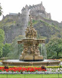 The Ross Fountain in Princes Street Gardens and Edinburgh Castle  -  September 2007