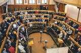 Photograph by Peter Stubbs  -  Edinburgh  -  23 November 2002  -  The Royal High School  -  Galllery looking south