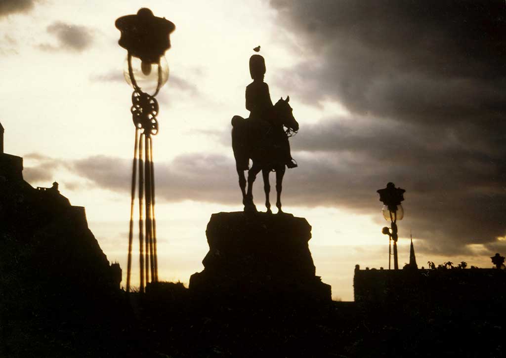 Royal Scots Greys' memorial statue  -  West Princes Street Gardens  -  Autumn 1978