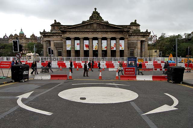 Tram works in front of the Royal Scottish Academy, Princes Street  -  October 2011